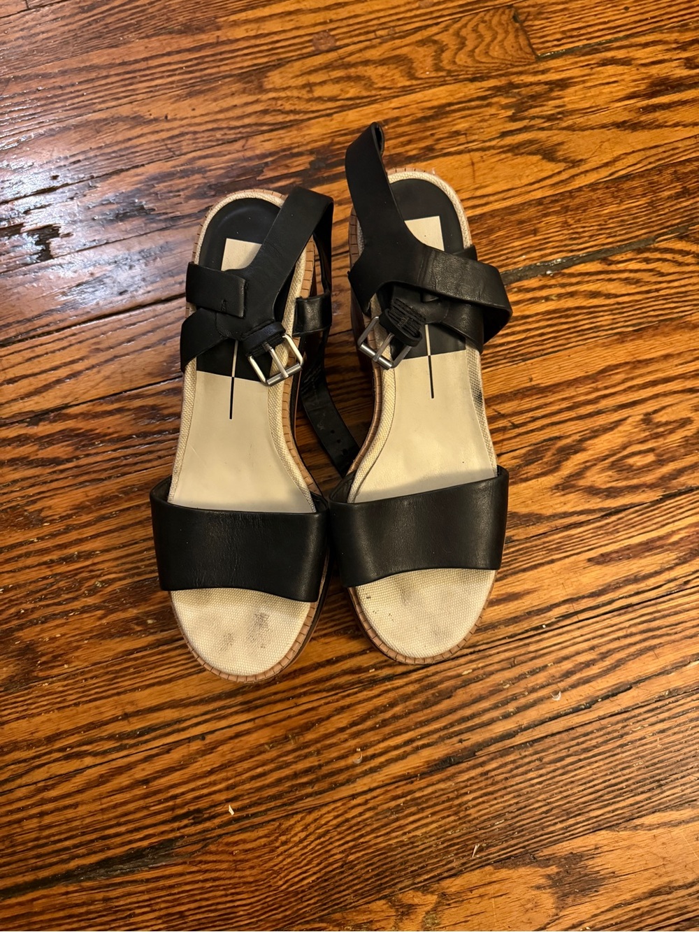 Dolce Vita Block Heeled Platform Sandal Size 10 black and cream